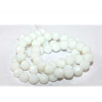 8mm White Faceted Opaque Glass Round Beads - 48cm Strand