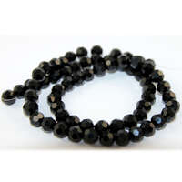 8mm Black Faceted Opaque Glass Round Beads - 48cm Strand