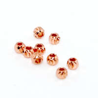 3mm x 2mm Corrugated Round Brass Bead - Rose Gold Plated - 10 Piece Pack