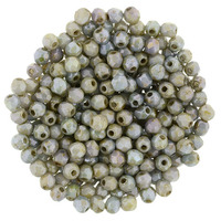 2mm - Opaque Green Luster - Faceted Round Firepolish - 50 Bead Strand - 1-02-P65431