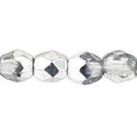 3mm - Silver 1/2 - Faceted Round Firepolish - 50 Bead Strand - 1-03-27001