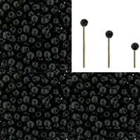 2mm - Jet - Finial Half Drilled Bead - 384-02-2398 - per gram