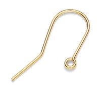 12mm Plain Ear Hook - 925 Sterling Silver - 18K Light Gold - Pair