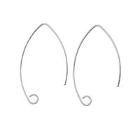 28.5mm Drop Ear Hook - 925 Sterling Silver - Platinum - Pair