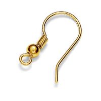 18mm x 10mm French Hook with Spring & Ball - 925 Sterling Silver - 18K Light Gold - Pair