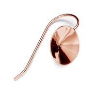 10mm (SS47) 1122 Rivoli Ear Hook - 925 Sterling Silver - 18K Rose Gold - Pair