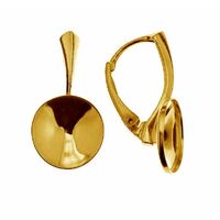 12mm 1122 Rivoli Leverback Ear Hook - 925 Sterling Silver - 24k Gold - Pair