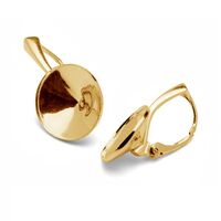 14mm 1122 Rivoli Leverback Ear Hook - 925 Sterling Silver - 18K Light Gold - Pair