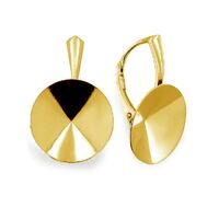 16mm 1122 Rivoli Leverback Ear Hook - 925 Sterling Silver - 24k Gold - Pair