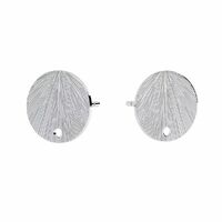 10mm Textured Round Stud Earrings with a hole & Butterfly Back - 925 Sterling Silver - Platinum - Pair
