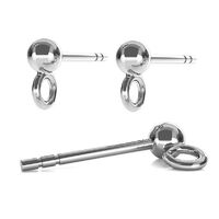 3mm Ball Stud with Loop & Butterfly Back - 925 Sterling Silver - Pair