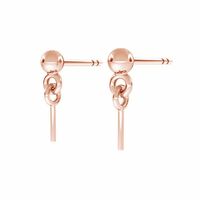 3mm Ball Stud with Glue in Pin & Butterfly Back - 925 Sterling Silver - 18K Rose Gold - Pair