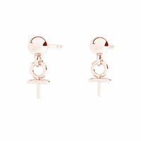 5mm Ball Stud with Glue in Pin & Butterfly Back - 925 Sterling Silver - 18K Rose Gold - Pair