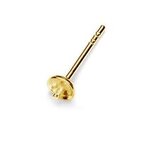 4mm Glue in Stud & Butterfly Back - 925 Sterling Silver - 24k Gold - Pair