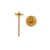 6mm Glue in Stud & Butterfly Back - 925 Sterling Silver - 18K Light Gold - Pair