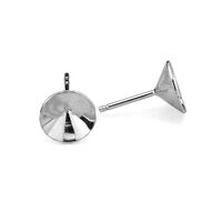 8mm (SS39) 1088 Chaton Stud Setting & Butterfly Back - 925 Sterling Silver - Platinum - Pair