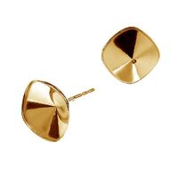 10mm 4470 Cushion Cut Square Stud Setting & Butterfly Back - 925 Sterling Silver - 18K Light Gold - Pair