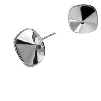 12mm 4470 Cushion Cut Square Stud Setting & Butterfly Back - 925 Sterling Silver - Pair