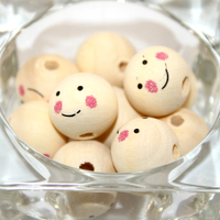 20mm Painted Face Wooden Bead - 10 Piece Pack