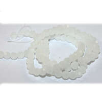 6mm Faceted Round Glass Beads - 48cm Strand - White Opal
