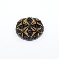 18mm Handmade Gold Arrow Round Domed Czech Opaque Glass Cabochon - Black