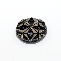 18mm Handmade Silver Arrow Round Domed Czech Opaque Glass Cabochon - Black
