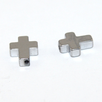 8mm x 10mm Hematite Cross Bead - Platinum