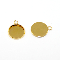 12mm Round Cabochon Pendant Setting - Bright Gold