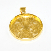 30mm Round Cabochon Pendant Setting - Bright Gold