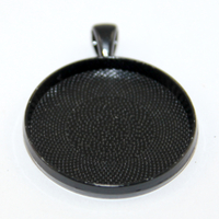 30mm Round Cabochon Pendant Setting - Black