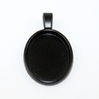 25mm x 18mm Oval Cabochon Setting Pendant - Black