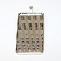 25mm x 50mm Rectangle Cabochon Setting Pendant - Platinum