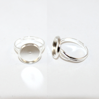 12mm Cabochon Setting Adjustable Ring - Silver