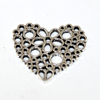 25mm x 23mm Heart Charm - Platinum - 2 Pieces