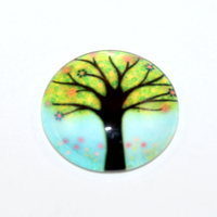 20mm Tree of Life - Green Tree on Bright Blue