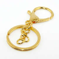 Keyring with Split Ring & Chain - Bright Gold