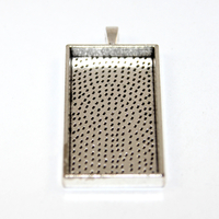 24mm x 48mm Rectangle Cabochon Setting - Platinum
