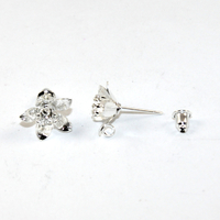 14mm Flower Stud with hidden loop & Bullet Back - Silver