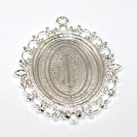 30mm x 40mm Oval Cabochon Setting Filigree Pendant  - Silver