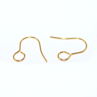 19mm x 16mm 304 Stainless Steel Plain Ear Hook with 4.2mm Loop - 10 Pairs - Bright Gold