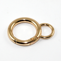 28mm Spring Clasp Round Keyring - Bright Gold