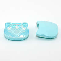 20mm x 23mm Cat Face Faceted Stone - Aquamarine Opal AB Lacquer