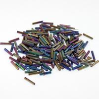 9mm Bugle Bead - Black AB - 8gm Bag