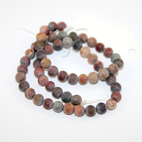 6mm Matte Picasso Jasper Round Beads - 38cm Strand