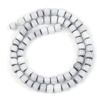 8mm White Nepalese Lampwork Beads - 38cm Strand
