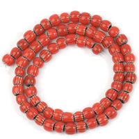8mm Red Nepalese Lampwork Beads - 38cm Strand