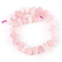 6mm x 11mm Rose Quartz Irregular Rondelle Beads - 19cm Strand