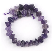 6mm x 11mm Amethyst Irregular Rondelle Beads - 19cm Strand