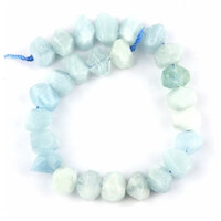 6mm x 11mm Aquamarine Irregular Rondelle Beads - 19cm Strand