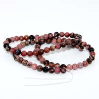 4mm Black Lace Rhodonite Round Beads - 38cm Strand